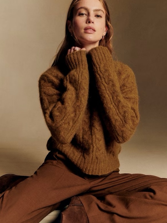 Sezane Sweaters - Sezane Hugo Jumper Sweter Wildcat Brown Baby Alpaca